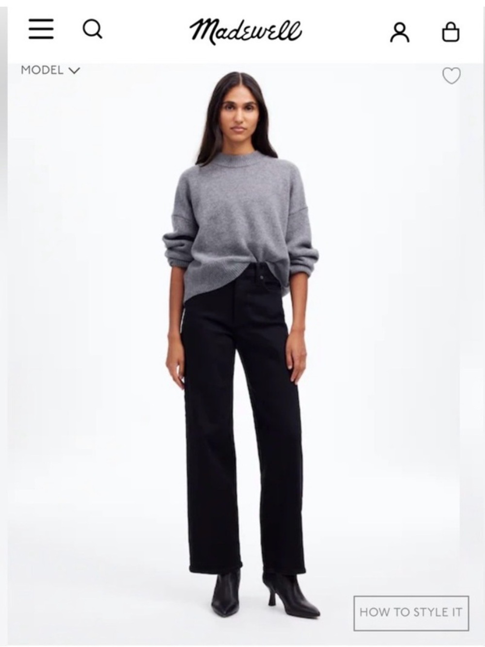 Madewell Black The Perfect Vintage Wide-Leg Jeans